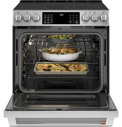 Cafe CES700P2MS1 CAF(EBACK)™ 30" Smart Slide-In, Front-Control, Radiant and Convection Range
