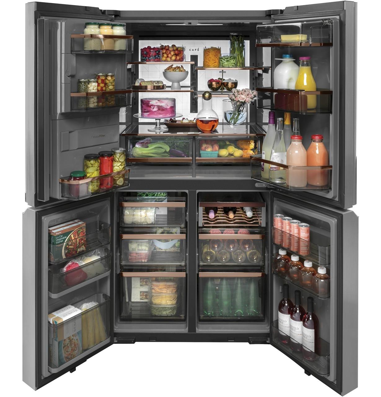 Caf(eback)™ ENERGY STAR® 27.4 Cu. Ft. Smart Quad-Door Refrigerator in Platinum Glass