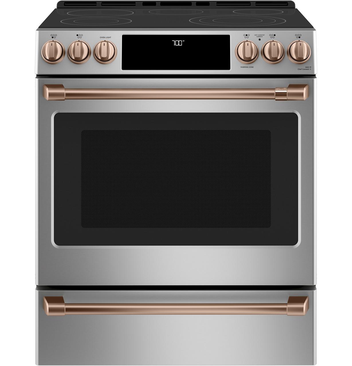 Cafe CES700P2MS1 CAF(EBACK)™ 30" Smart Slide-In, Front-Control, Radiant and Convection Range