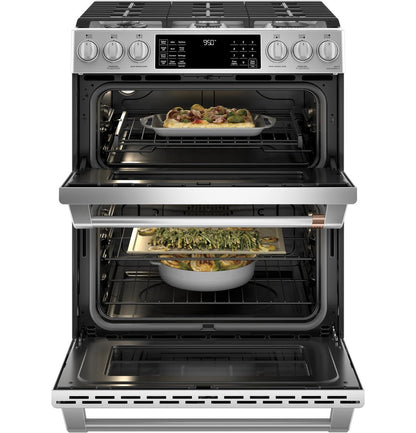 Cafe C2S950P2MS1 CAF(EBACK)™ 30" Smart Slide-In, Front-Control, Dual-Fuel, Double-Oven Range with Convection
