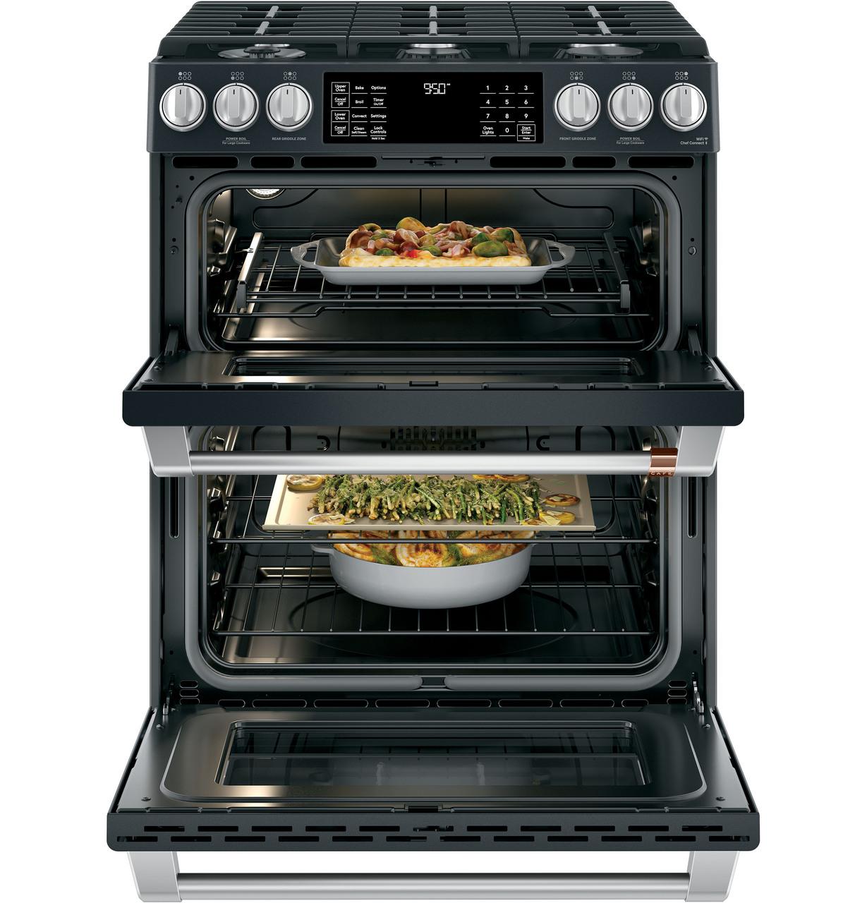 Caf(eback)™ 30" Smart Slide-In, Front-Control, Dual-Fuel, Double-Oven Range with Convection