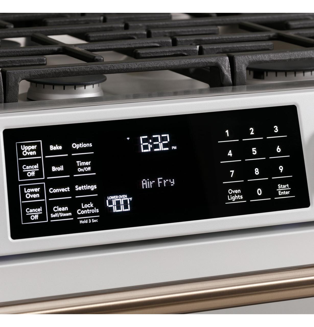 Caf(eback)™ 30" Smart Slide-In, Front-Control, Dual-Fuel, Double-Oven Range with Convection