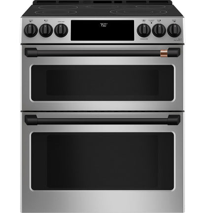Cafe CES750P2MS1 CAF(EBACK)™ 30" Smart Slide-In, Front-Control, Radiant and Convection Double-Oven Range