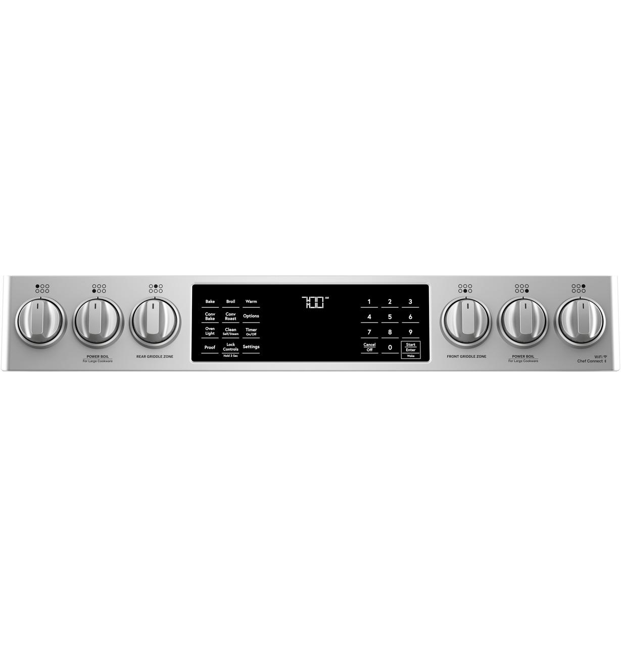 Cafe CGS700P2MS1 Caf(eback)™ 30" Smart Slide-In, Front-Control, Gas Range with Convection Oven