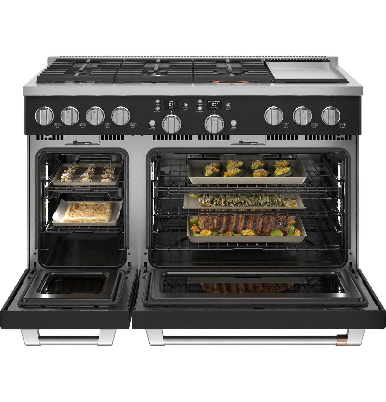 Cafe Caf(eback)™ 48" Smart Dual-Fuel Commercial-Style Range with 6 Burners and Griddle (Natural Gas)