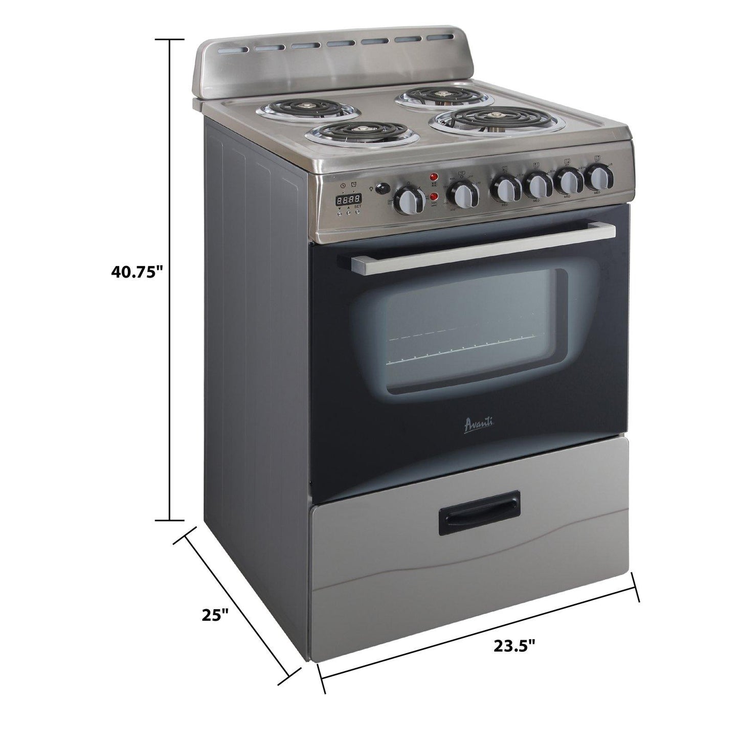 ERU240P3S Avanti 24" Electric Range - Stainless Steel