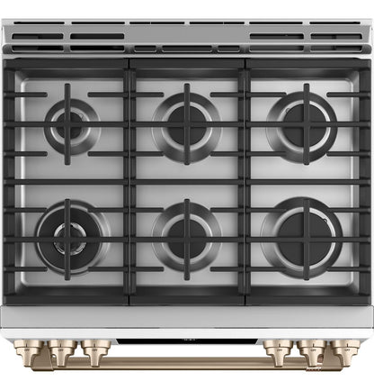 Cafe CGS700P4MW2 CAF(EBACK)™ 30" Smart Slide-In, Front-Control, Gas Range with Convection Oven