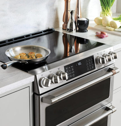 Cafe CHS900P2MS1 CAF(EBACK)™ 30" Smart Slide-In, Front-Control, Induction and Convection Range with Warming Drawer