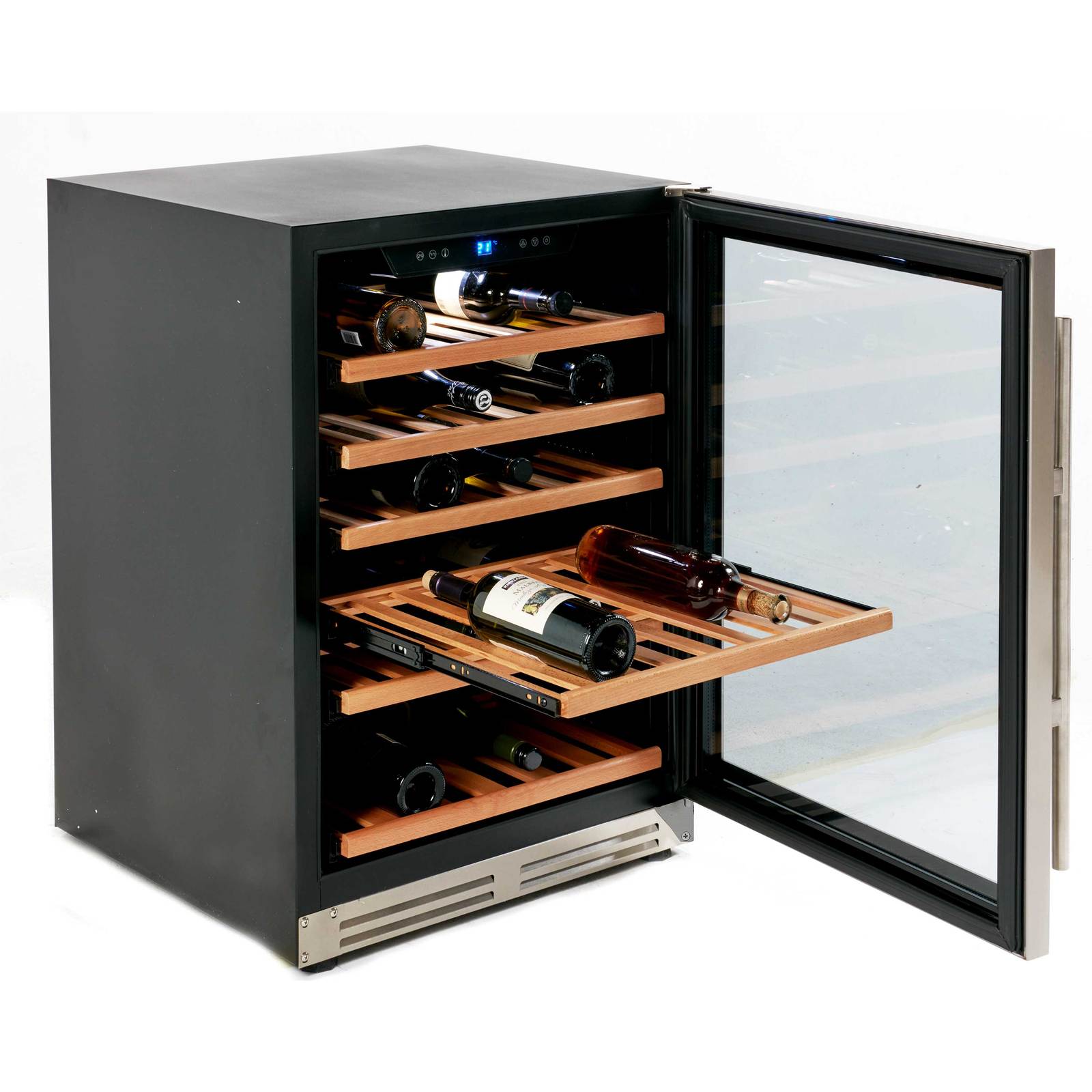 Avanti 51 Bottle DESIGNER Series Wine Cooler - Stainless Steel with Black Cabinet / 51 Bottles