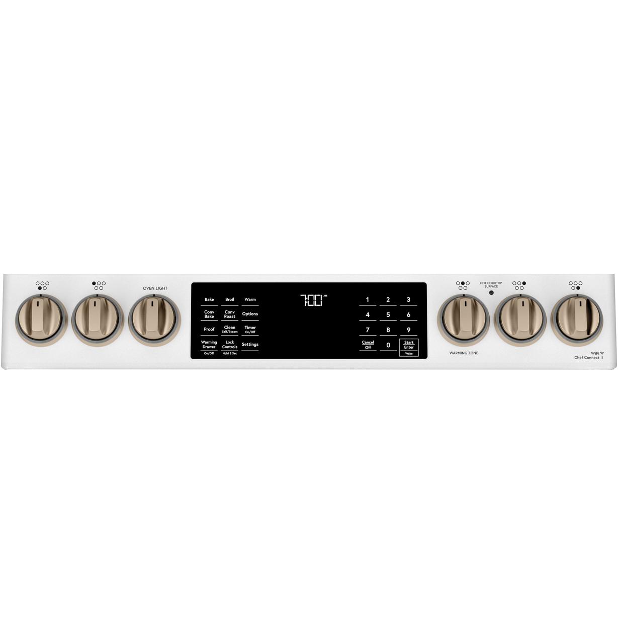 Cafe CES700P4MW2 CAF(EBACK)™ 30" Smart Slide-In, Front-Control, Radiant and Convection Range