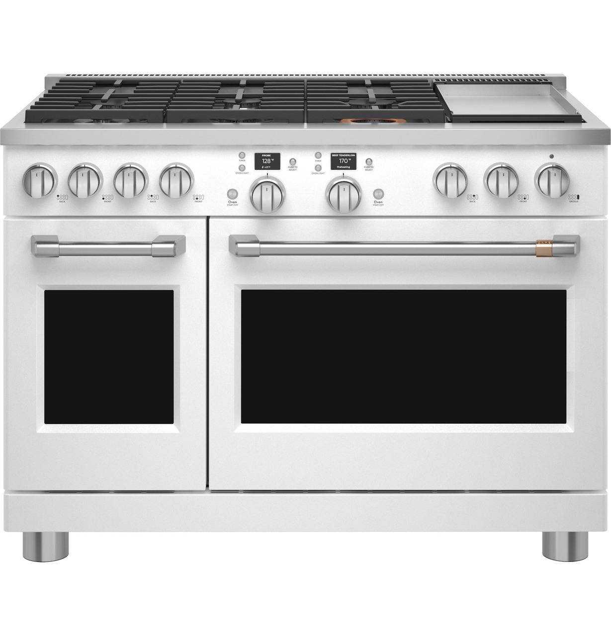 Cafe C2Y486P4TW2 CAF(EBACK)™ 48" Smart Dual-Fuel Commercial-Style Range with 6 Burners and Griddle (Natural Gas)
