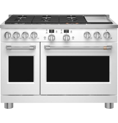 Cafe C2Y486P4TW2 CAF(EBACK)™ 48" Smart Dual-Fuel Commercial-Style Range with 6 Burners and Griddle (Natural Gas)
