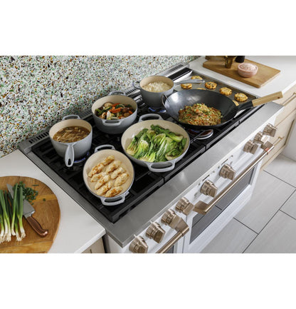 Cafe C2Y486P2TS1 CAF(EBACK)™ 48" Smart Dual-Fuel Commercial-Style Range with 6 Burners and Griddle (Natural Gas)