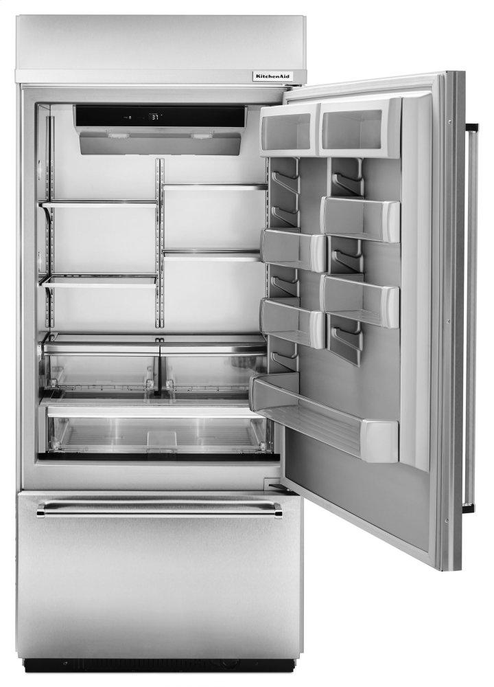 Kitchenaid KBBL206ESS Built-In Stainless Bottom Mount Refrigerator 20.9 Cu. Ft. 36" Width - Stainless Steel