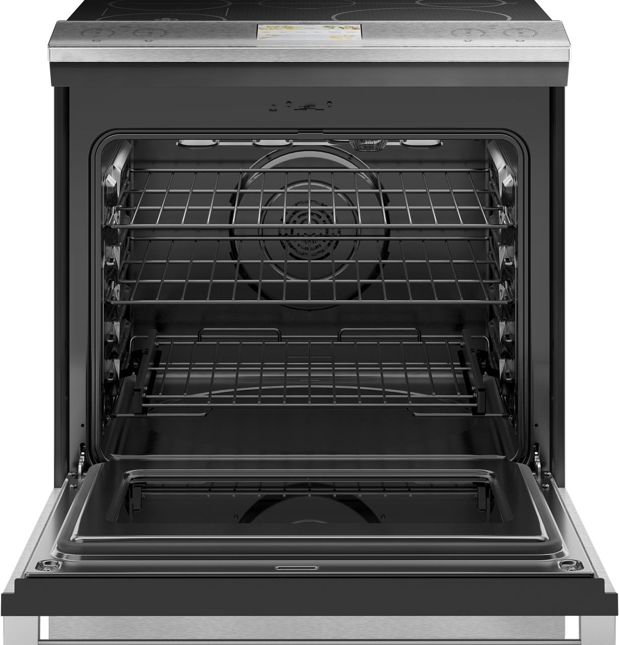 Cafe CHS90XM2NS5 CAF(EBACK)™ 30" Smart Slide-In, Front-Control, Induction and Convection Range with In-Oven Camera in Platinum Glass