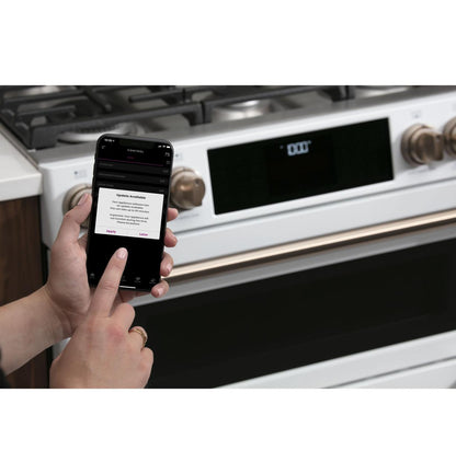 Cafe CGS750P4MW2 CAF(EBACK)™ 30" Smart Slide-In, Front-Control, Gas Double-Oven Range with Convection