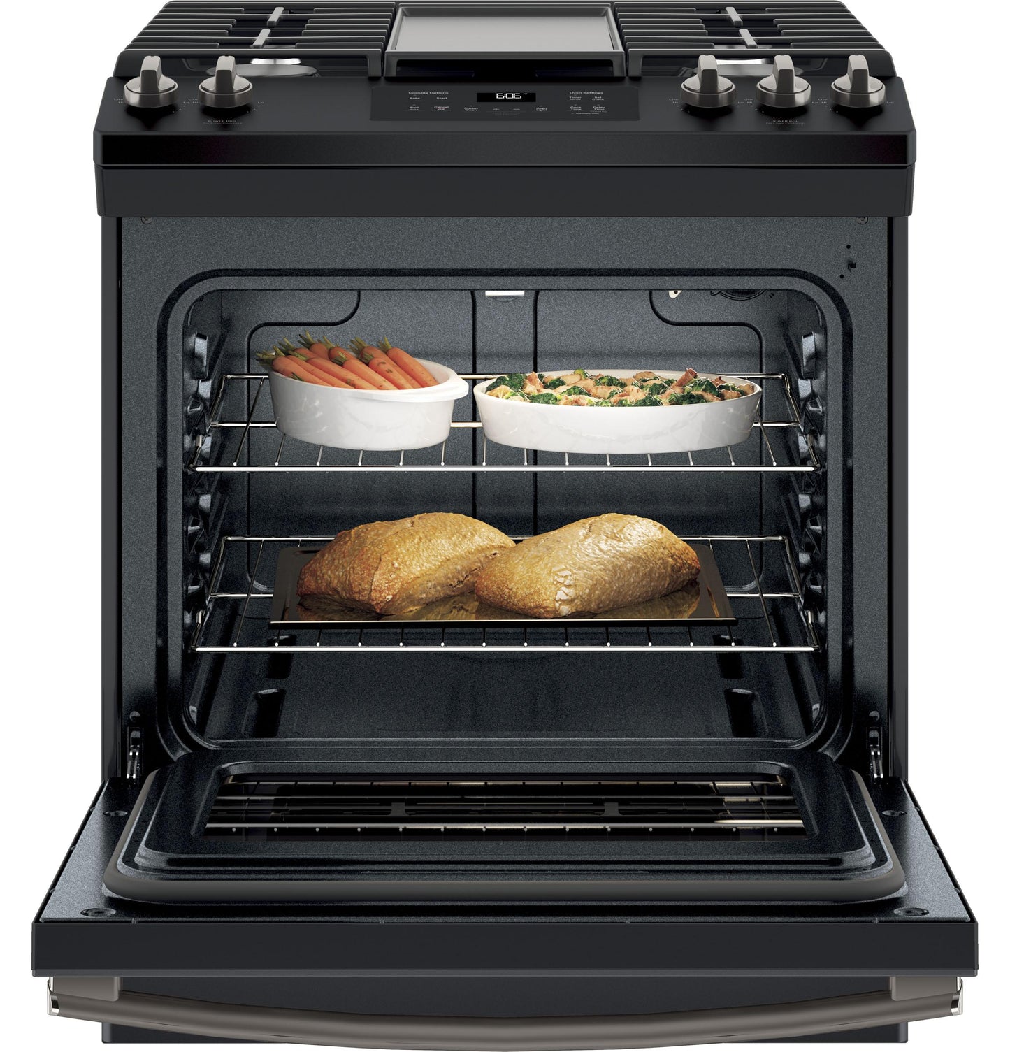JGSS66FELDS GE® 30" Slide-In Front Control Gas Range
