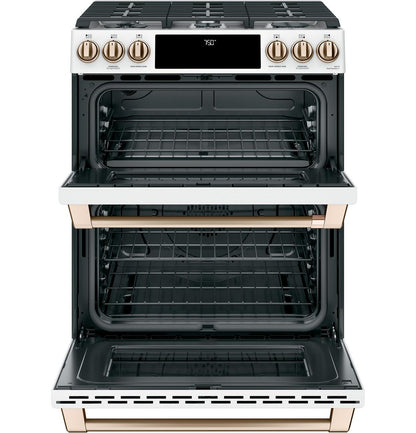 Cafe CGS750P4MW2 CAF(EBACK)™ 30" Smart Slide-In, Front-Control, Gas Double-Oven Range with Convection