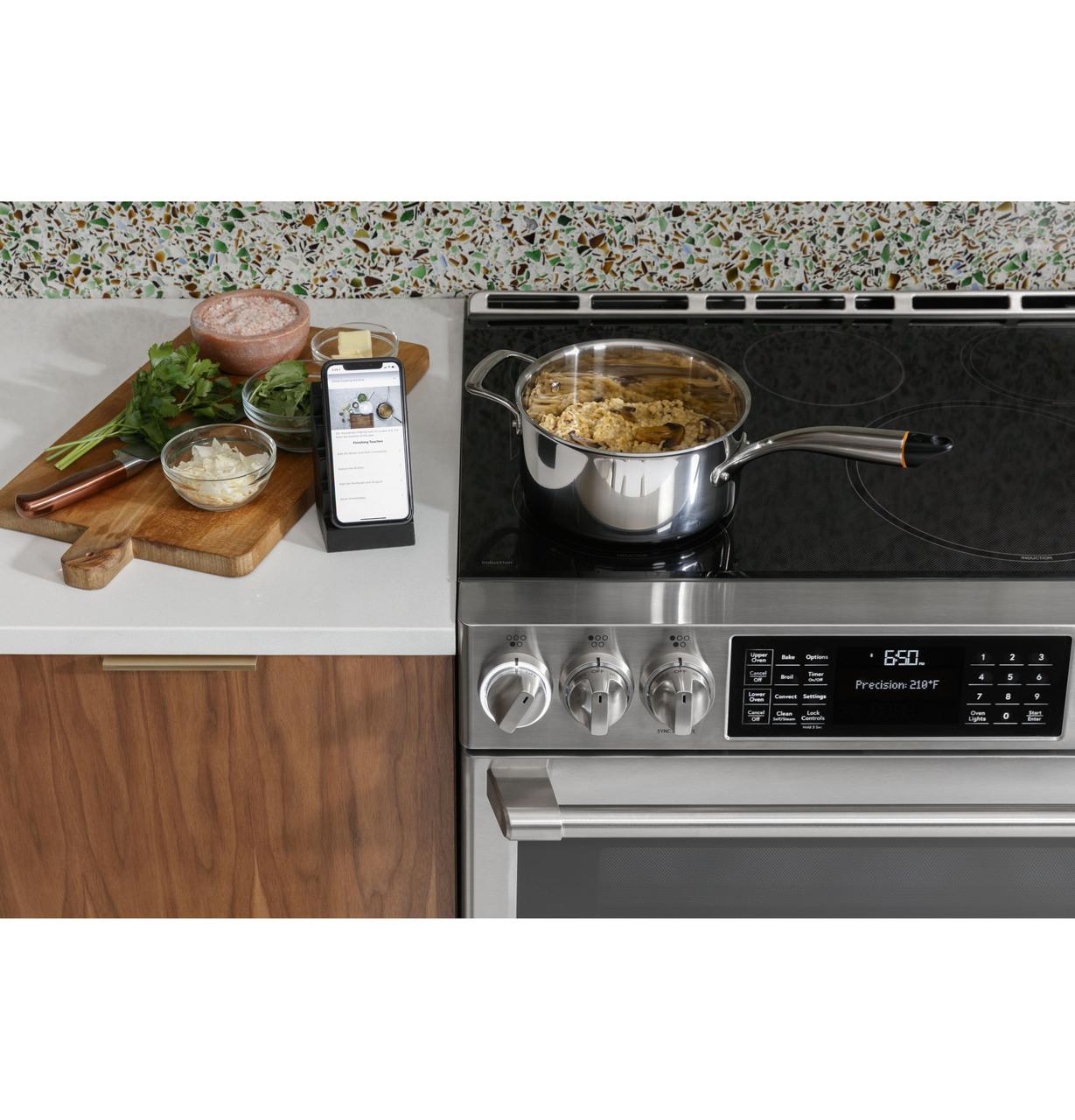 Cafe CHS950P2MS1 CAF(EBACK)™ 30" Smart Slide-In, Front-Control, Induction and Convection Double-Oven Range