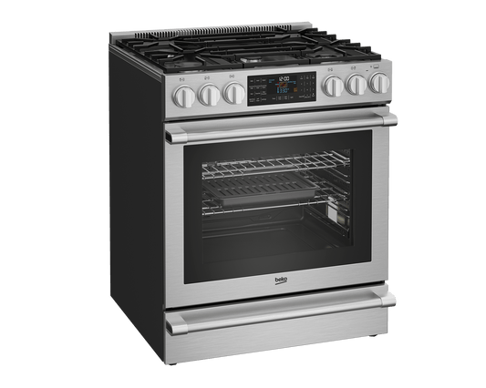 Beko SLDF30542SS 30" Stainless Steel Slide-In Dual Fuel Range