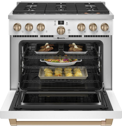Cafe C2Y366P4TW2 CAF(EBACK)™ 36" Smart Dual-Fuel Commercial-Style Range with 6 Burners (Natural Gas)