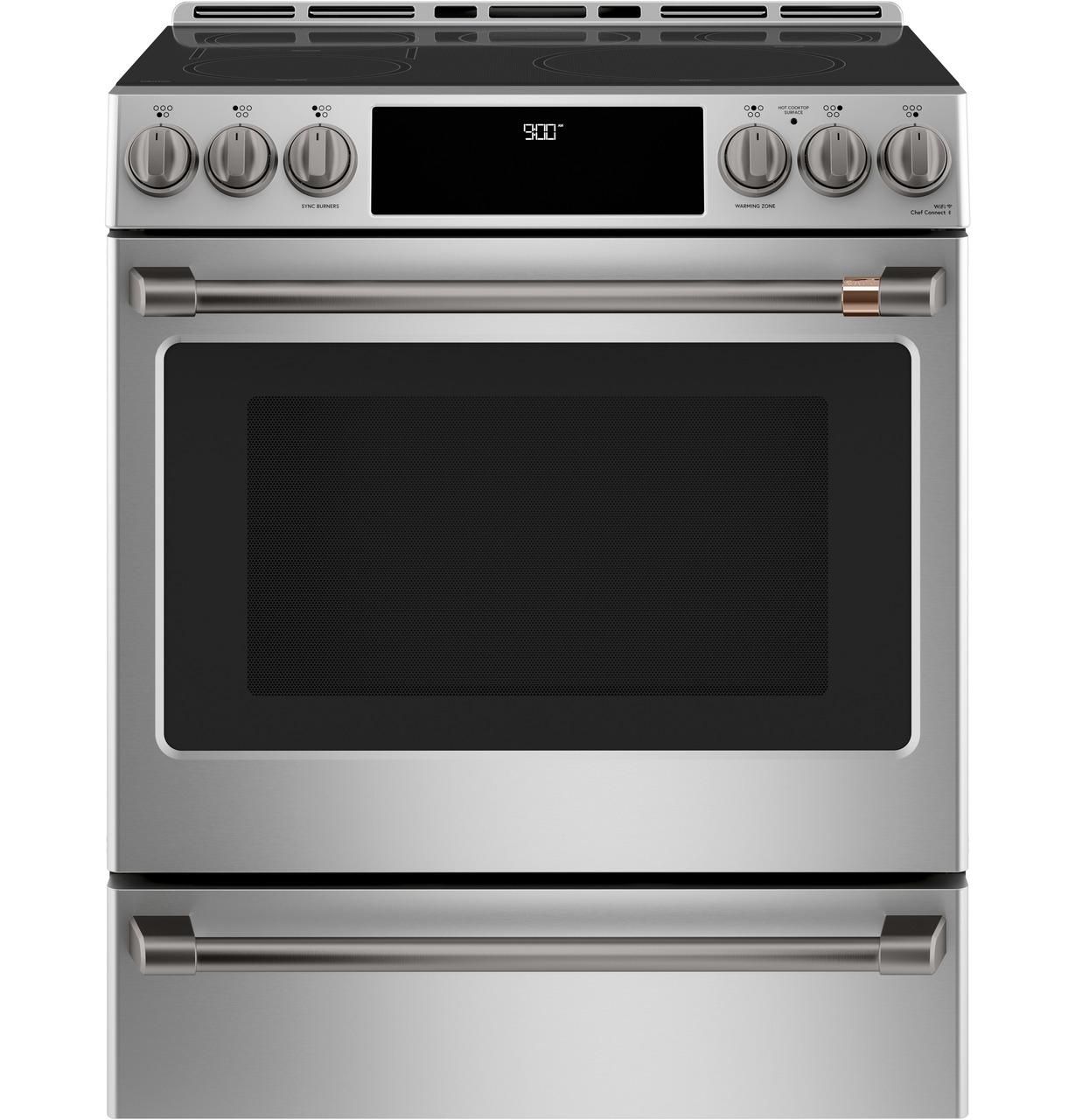 Cafe CHS900P2MS1 CAF(EBACK)™ 30" Smart Slide-In, Front-Control, Induction and Convection Range with Warming Drawer