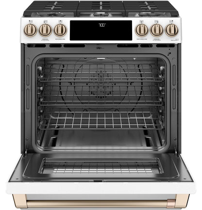 Cafe CGS700P4MW2 CAF(EBACK)™ 30" Smart Slide-In, Front-Control, Gas Range with Convection Oven