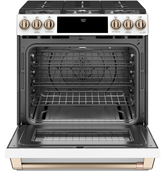 Cafe CGS700P4MW2 CAF(EBACK)™ 30" Smart Slide-In, Front-Control, Gas Range with Convection Oven