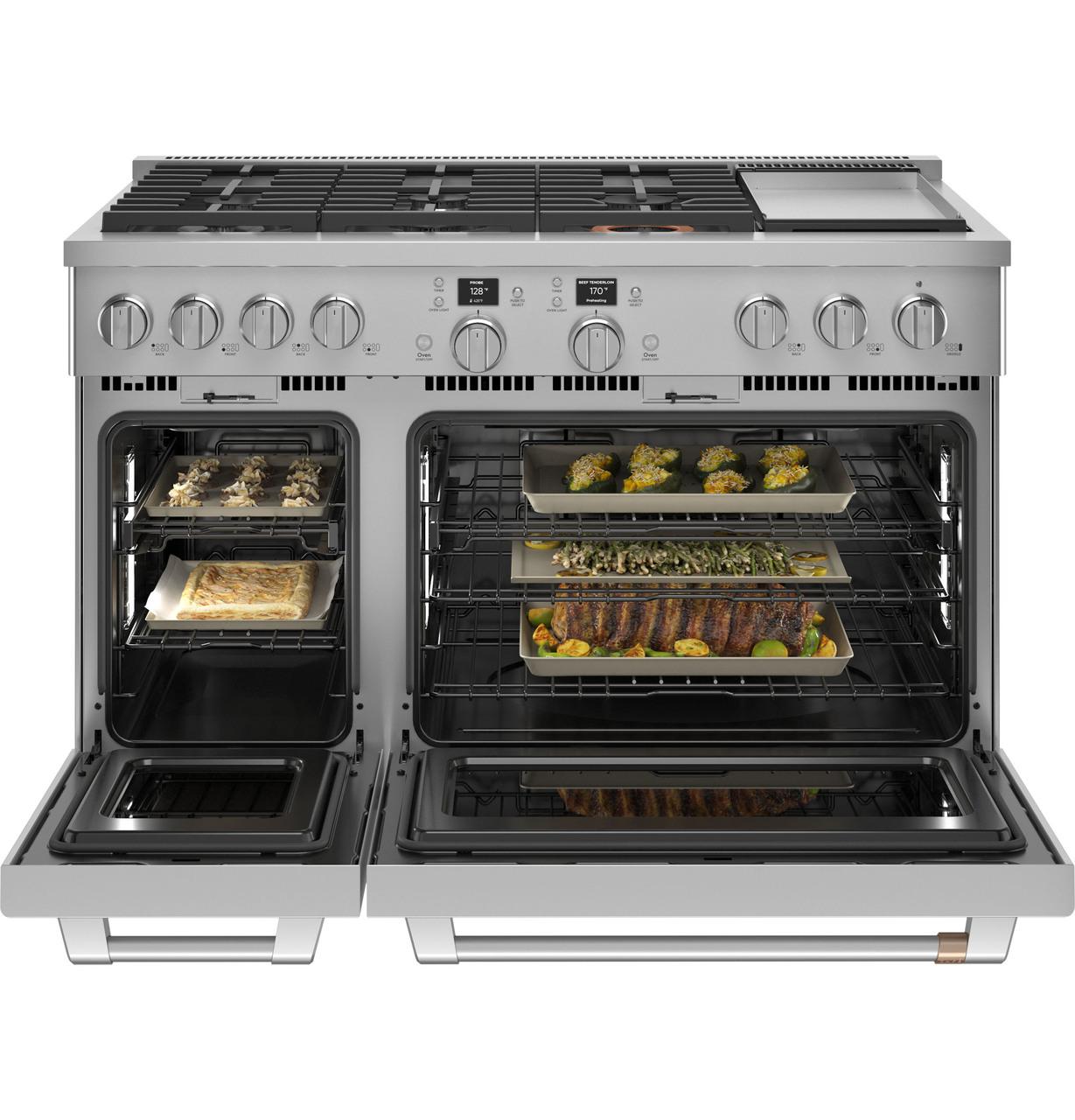 Cafe Caf(eback)™ 48" Smart Dual-Fuel Commercial-Style Range with 6 Burners and Griddle (Natural Gas)