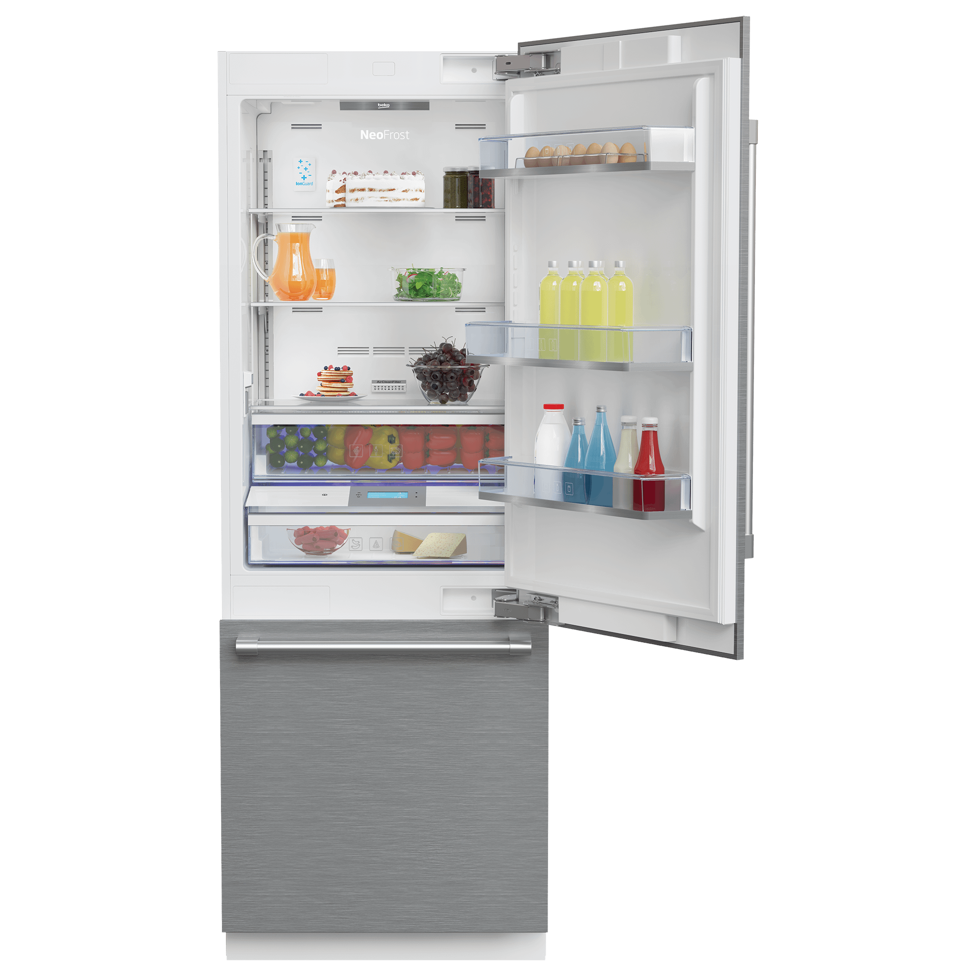 Beko 30" Freezer Bottom Built-In Refrigerator with Auto Ice Maker and Internal Water Dispenser