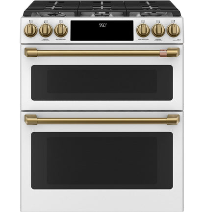Cafe C2S950P4MW2 CAF(EBACK)™ 30" Smart Slide-In, Front-Control, Dual-Fuel, Double-Oven Range with Convection