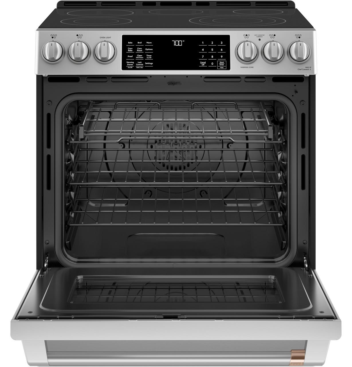 Cafe CES700P2MS1 CAF(EBACK)™ 30" Smart Slide-In, Front-Control, Radiant and Convection Range