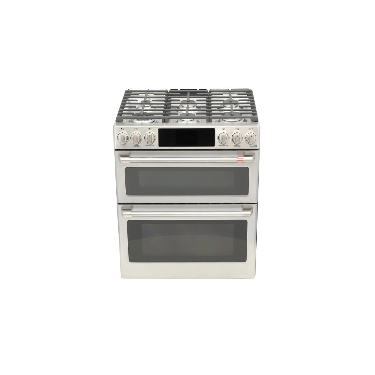 Cafe Caf(eback)™ 30" Smart Slide-In, Front-Control, Dual-Fuel, Double-Oven Range with Convection