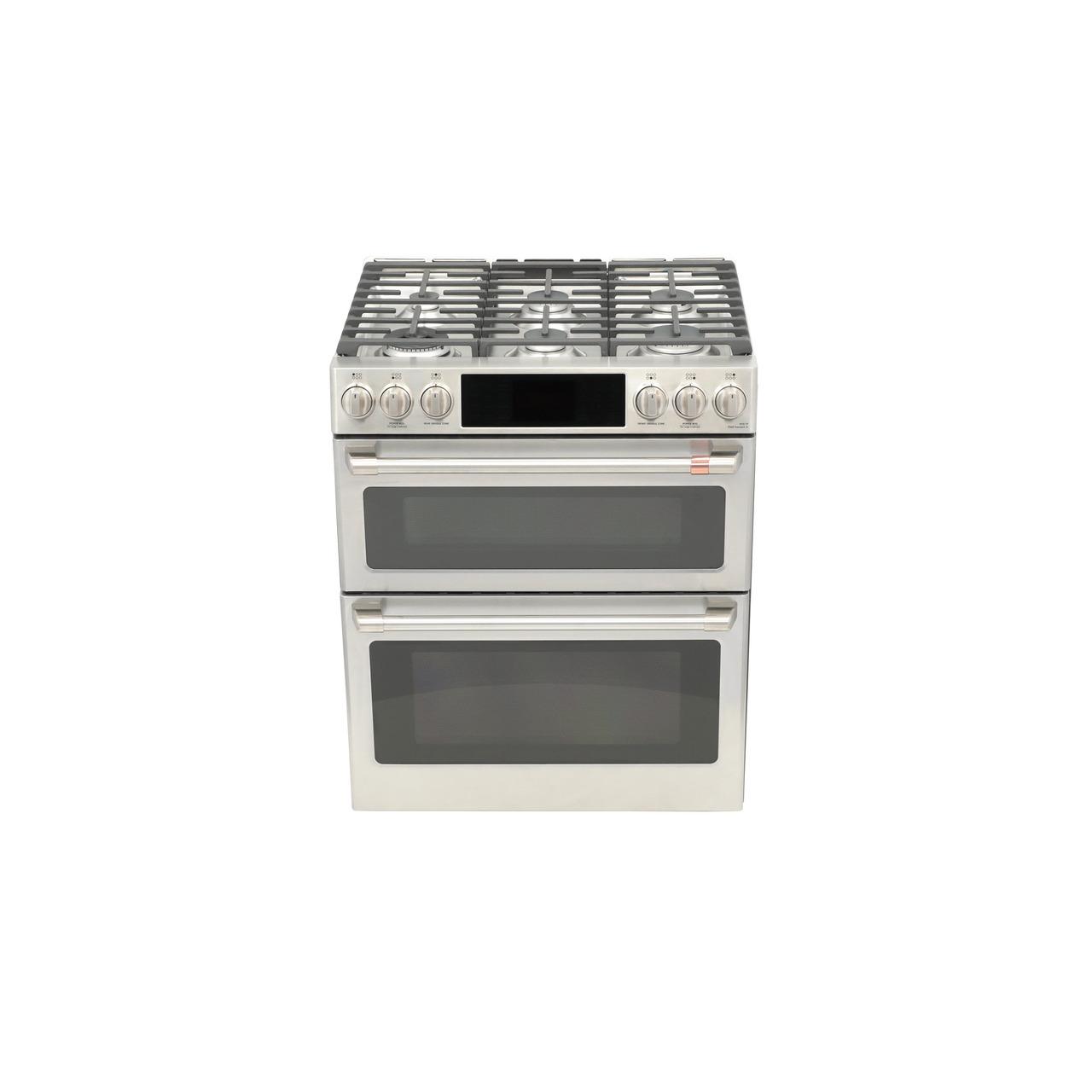Cafe C2S950P2MS1 CAF(EBACK)™ 30" Smart Slide-In, Front-Control, Dual-Fuel, Double-Oven Range with Convection