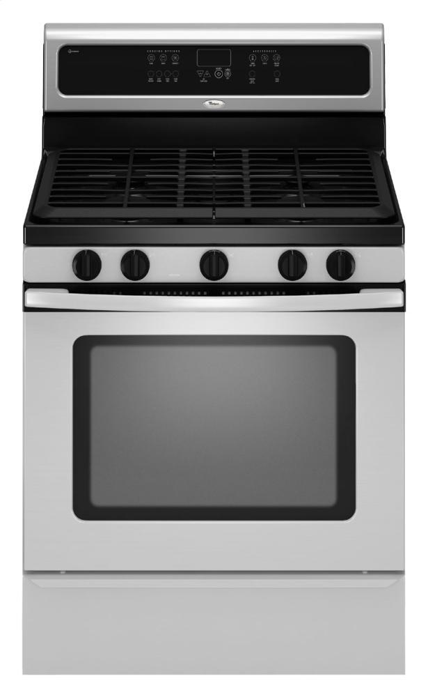 Whirlpool GFG461LVB 30-inch Self-Cleaning Freestanding Gas Range with TimeSavor™ Plus true convection cooking system