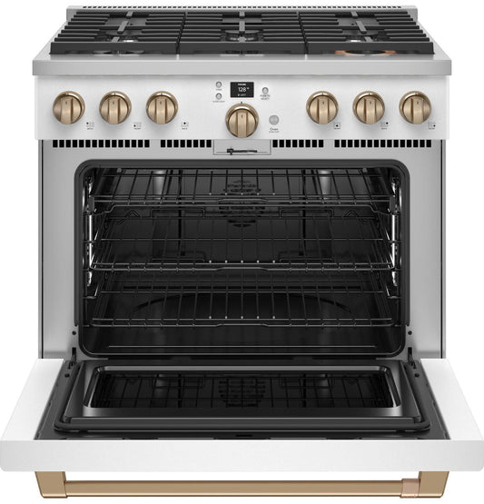 Cafe C2Y366P4TW2 CAF(EBACK)™ 36" Smart Dual-Fuel Commercial-Style Range with 6 Burners (Natural Gas)