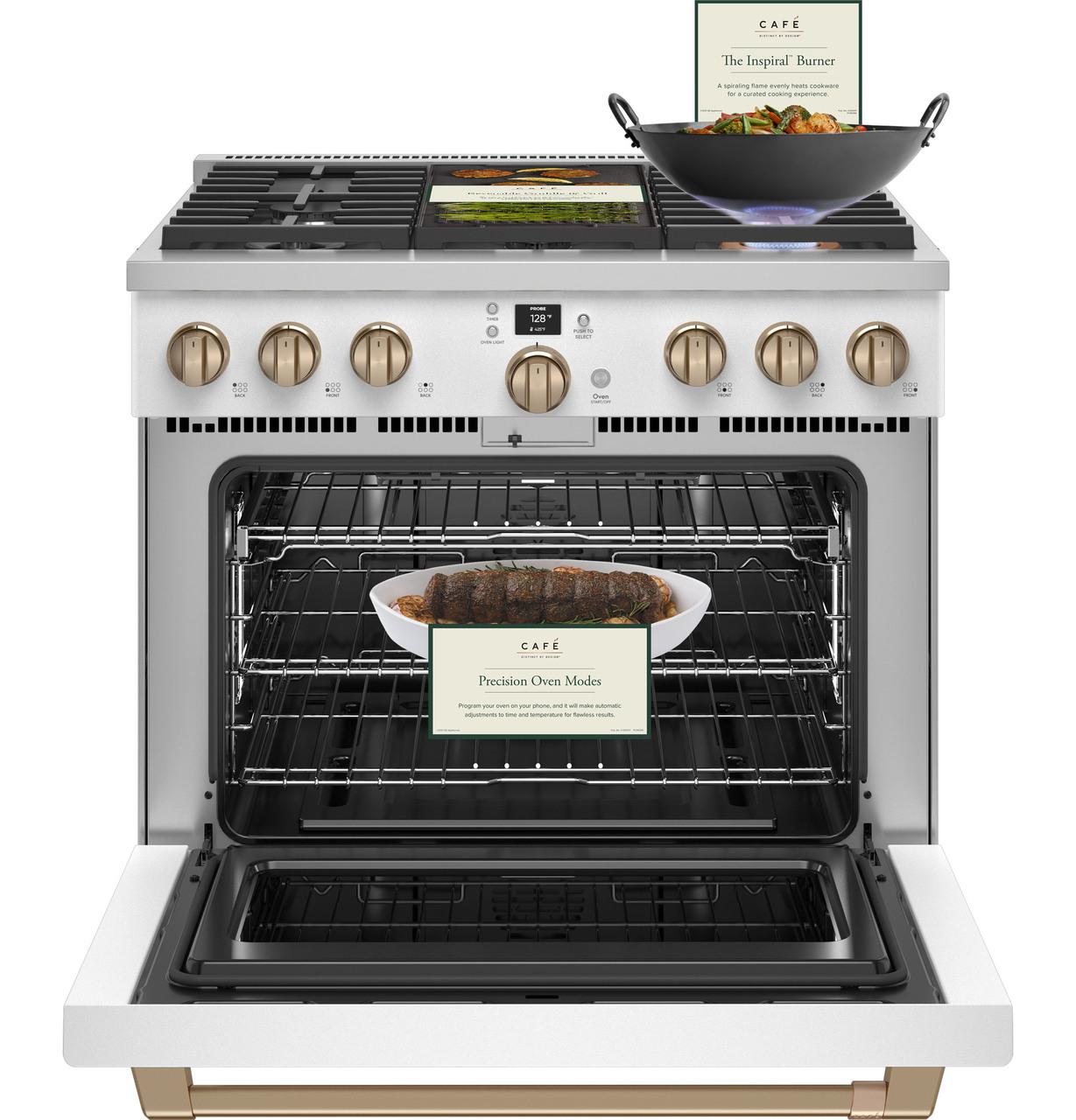 Cafe CGY366P4TW2 Caf(eback)™ 36" Smart All-Gas Commercial-Style Range with 6 Burners (Natural Gas)