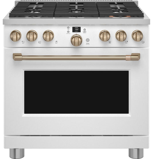 Cafe C2Y366P4TW2 CAF(EBACK)™ 36" Smart Dual-Fuel Commercial-Style Range with 6 Burners (Natural Gas)