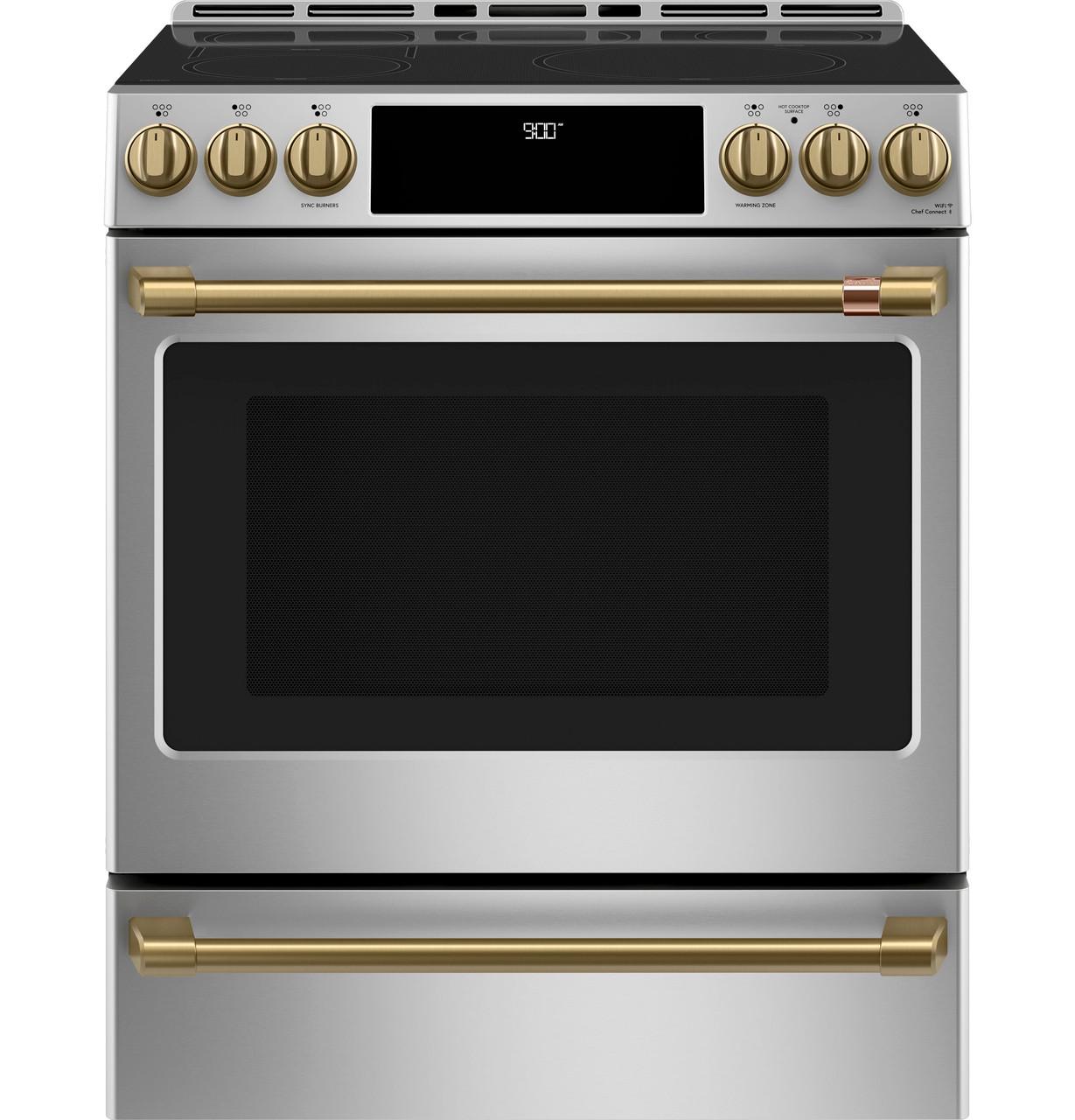 Cafe CHS900P2MS1 CAF(EBACK)™ 30" Smart Slide-In, Front-Control, Induction and Convection Range with Warming Drawer