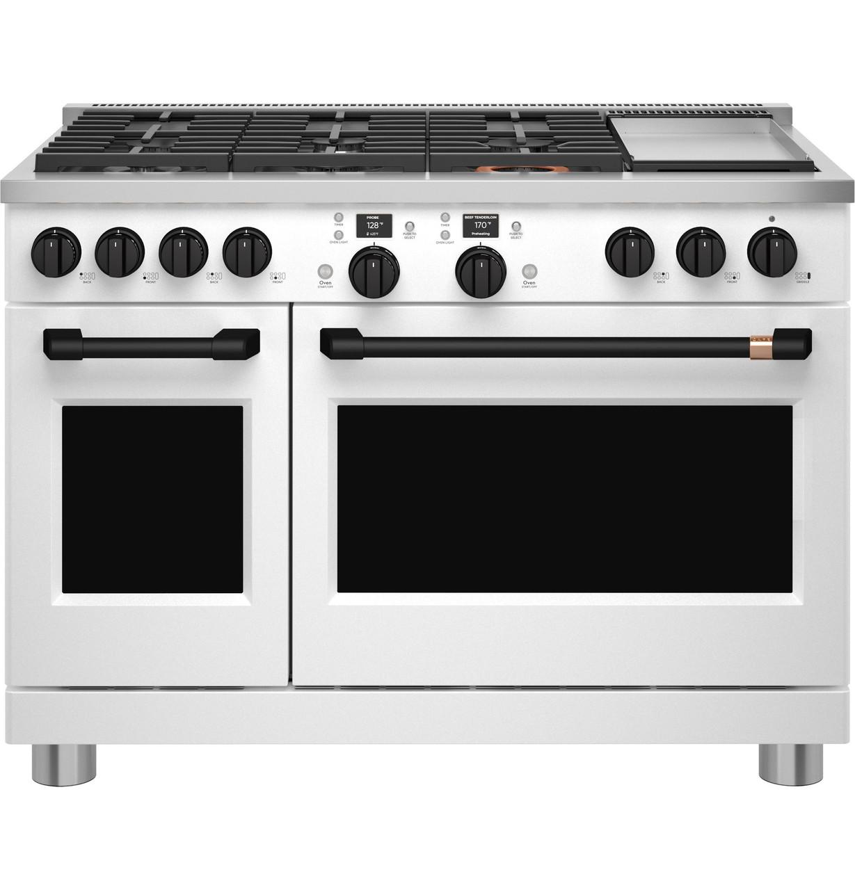 Cafe C2Y486P4TW2 CAF(EBACK)™ 48" Smart Dual-Fuel Commercial-Style Range with 6 Burners and Griddle (Natural Gas)