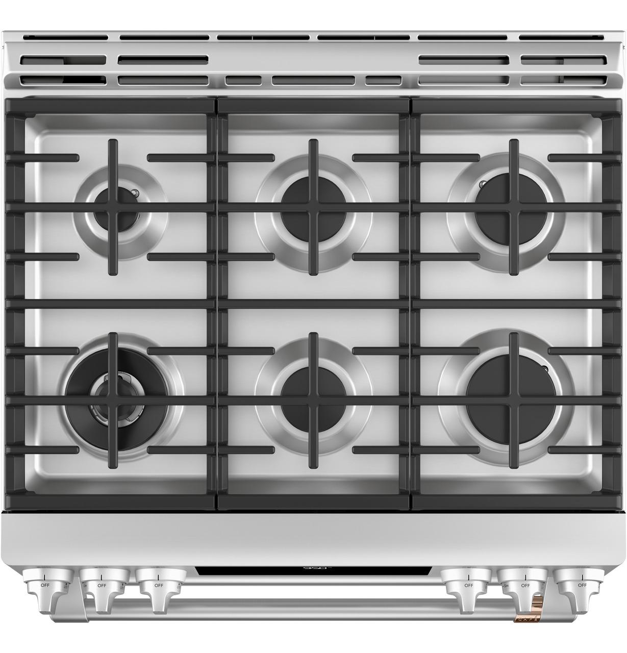 Cafe C2S950P2MS1 CAF(EBACK)™ 30" Smart Slide-In, Front-Control, Dual-Fuel, Double-Oven Range with Convection