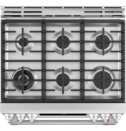 Cafe C2S950P2MS1 CAF(EBACK)™ 30" Smart Slide-In, Front-Control, Dual-Fuel, Double-Oven Range with Convection