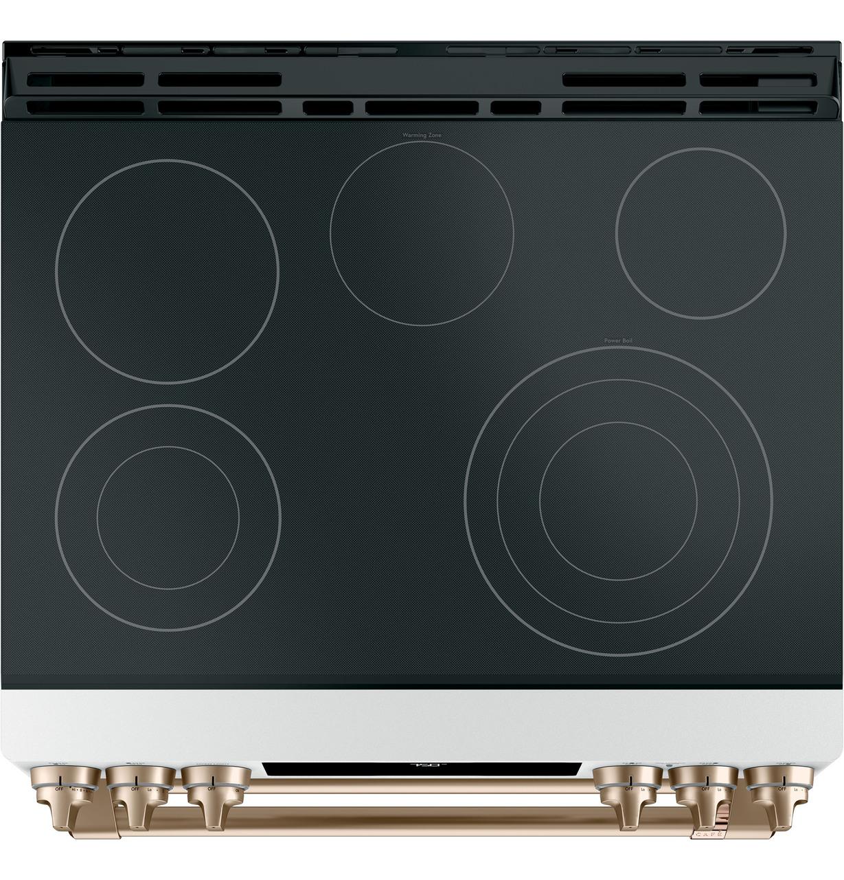 Cafe CES750P4MW2 CAF(EBACK)™ 30" Smart Slide-In, Front-Control, Radiant and Convection Double-Oven Range