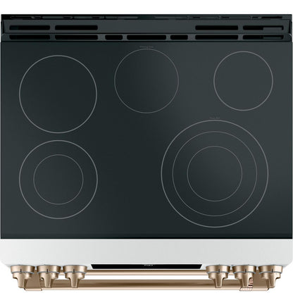 Cafe CES750P4MW2 CAF(EBACK)™ 30" Smart Slide-In, Front-Control, Radiant and Convection Double-Oven Range