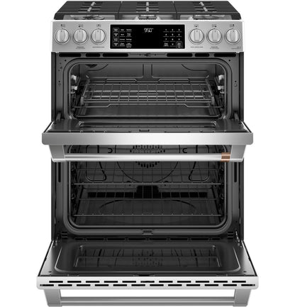 Cafe C2S950P2MS1 CAF(EBACK)™ 30" Smart Slide-In, Front-Control, Dual-Fuel, Double-Oven Range with Convection