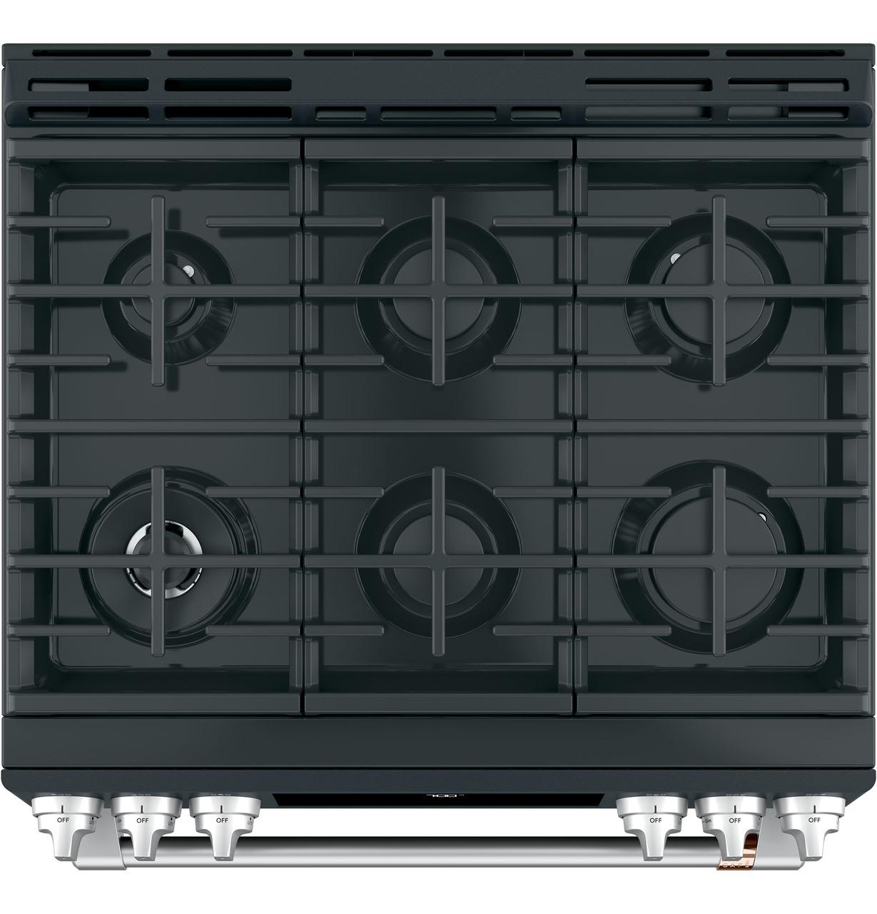 Cafe Caf(eback)™ 30" Smart Slide-In, Front-Control, Gas Range with Convection Oven