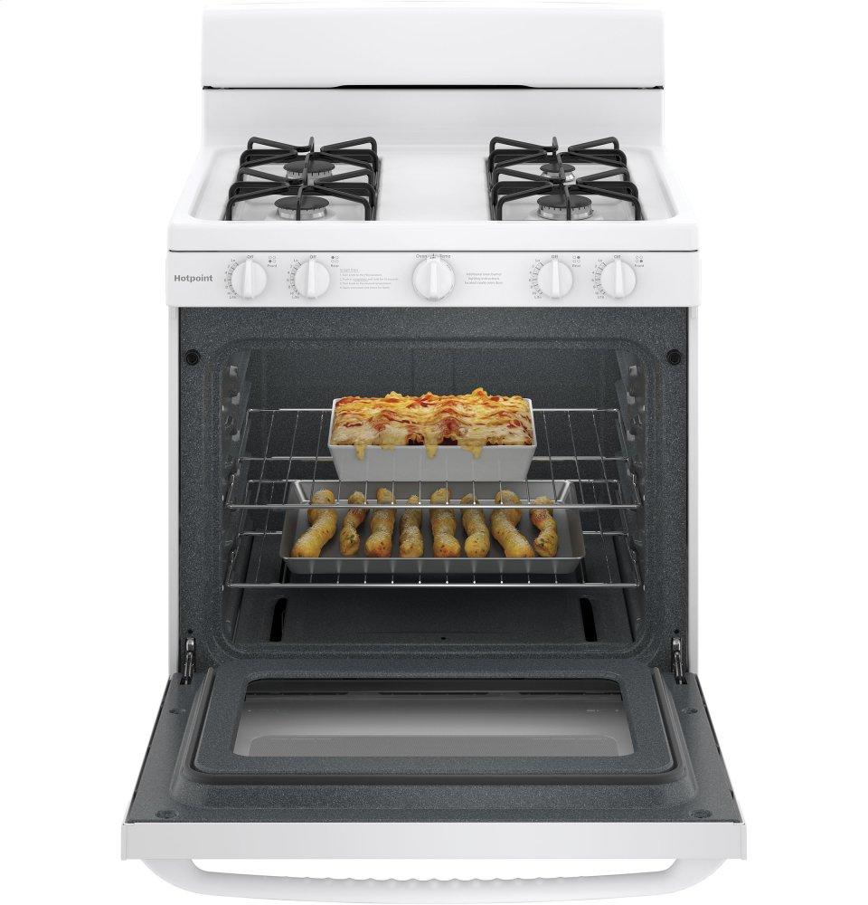 RGBS200DMWW Hotpoint® 30" Free-Standing Gas Range with Cordless Battery Ignition