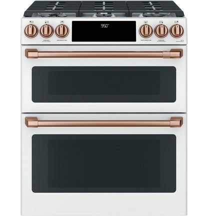 Cafe C2S950P4MW2 CAF(EBACK)™ 30" Smart Slide-In, Front-Control, Dual-Fuel, Double-Oven Range with Convection