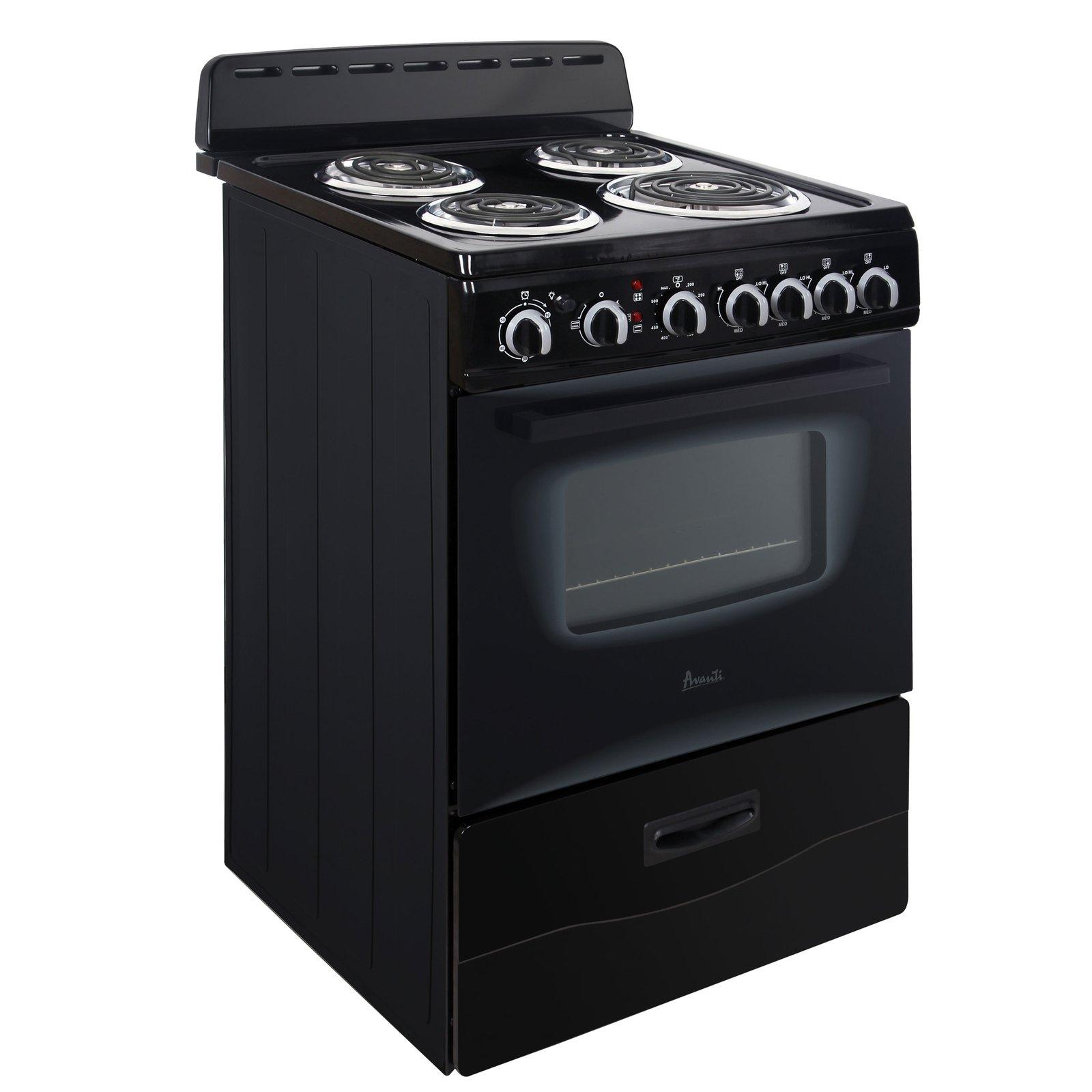 Avanti 24" Electric Range Oven with Framed Glass Door - Black / 2.6 cu. ft.