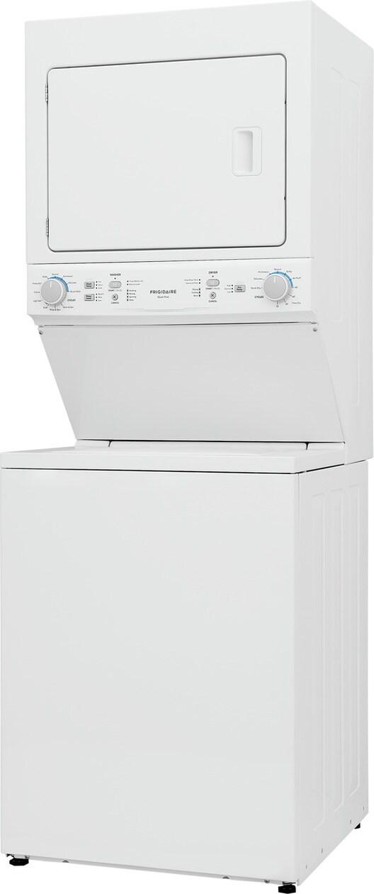 Frigidaire FLCE7523AW Electric Long Vent Stacked Laundry Center - 3.9 Cu. Ft Washer and 5.5 Cu. Ft. Dryer